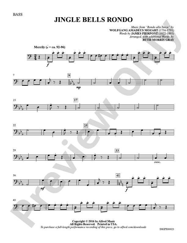 Jingle Bells Rondo Bass Bass Part Wolfgang Amadeus Mozart Digital