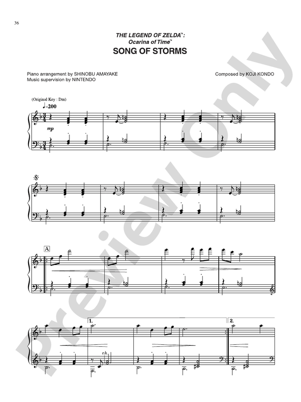 The Legend of Zelda™ Ocarina of Time™ Song of Storms Piano Nintendo