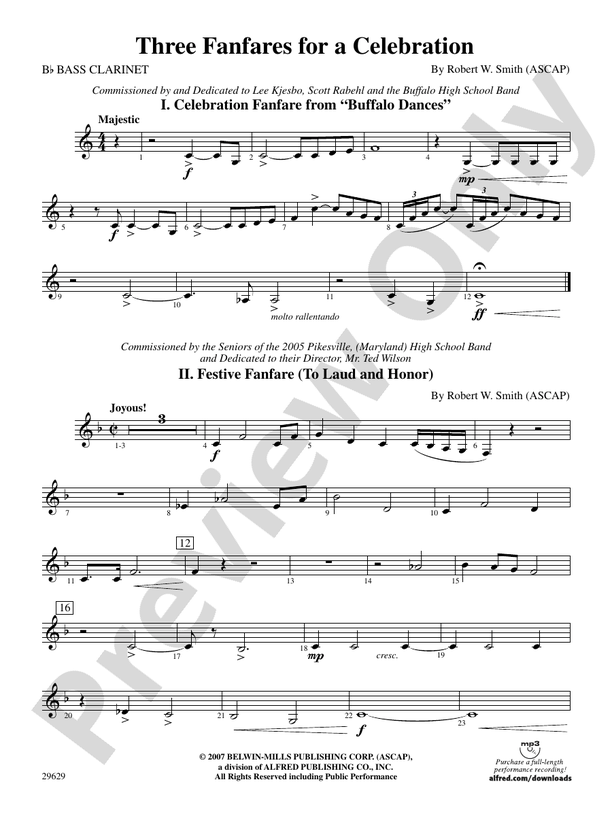 Three Fanfares for a Celebration Bflat Bass Bflat Bass