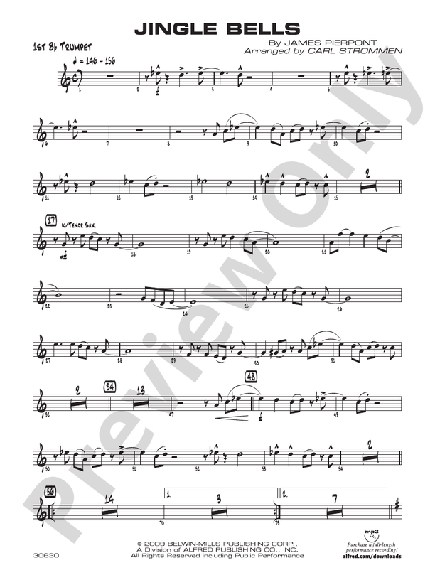 Jingle Bells 1st Bflat Trumpet 1st Bflat Trumpet Part Digital Sheet Music Download