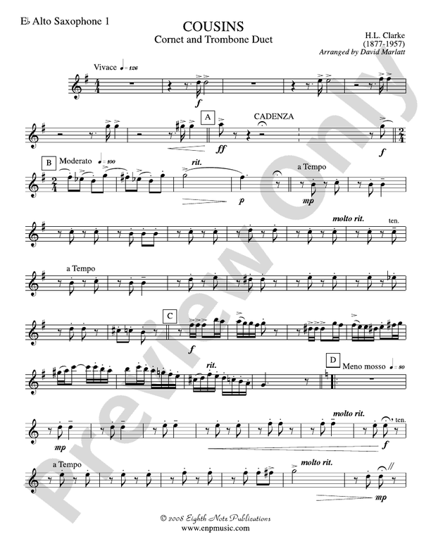 Cousins and Trombone Duet and Concert Band) Eflat Alto