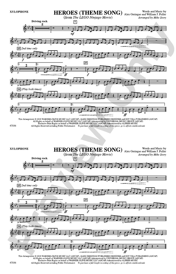 Heroes (Theme Song) Xylophone Xylophone Part Digital Sheet Music