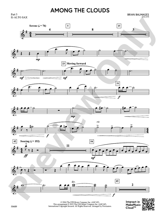 Among the Clouds Part 3 Eflat Alto Sax Part 3 Eflat Alto Sax