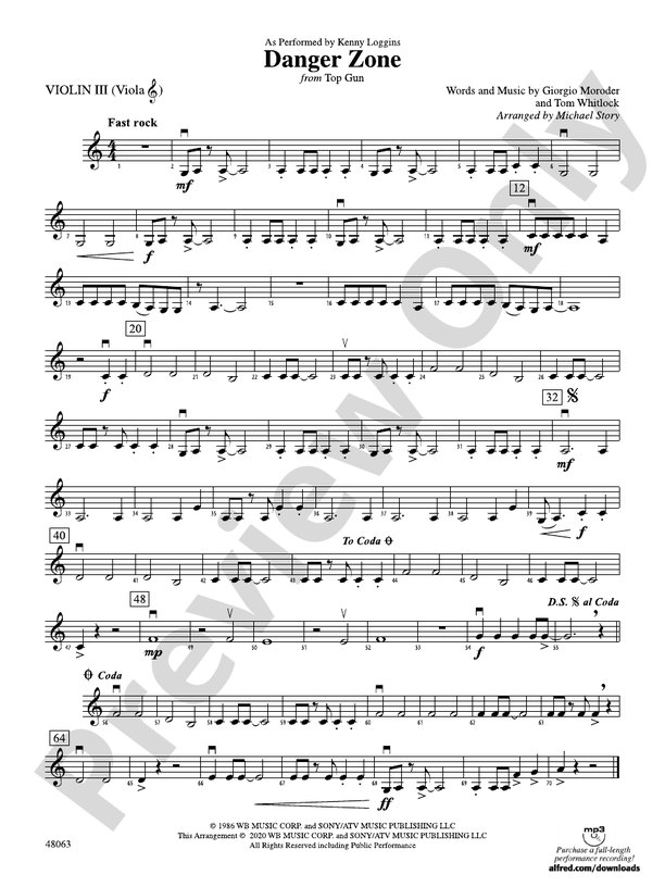 DANGER ZONE/PIF 3rd Violin (Viola [TC]) 3rd Violin (Viola [TC]) Part
