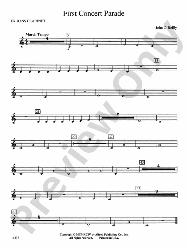 First Concert Parade Bflat Bass Bflat Bass Part