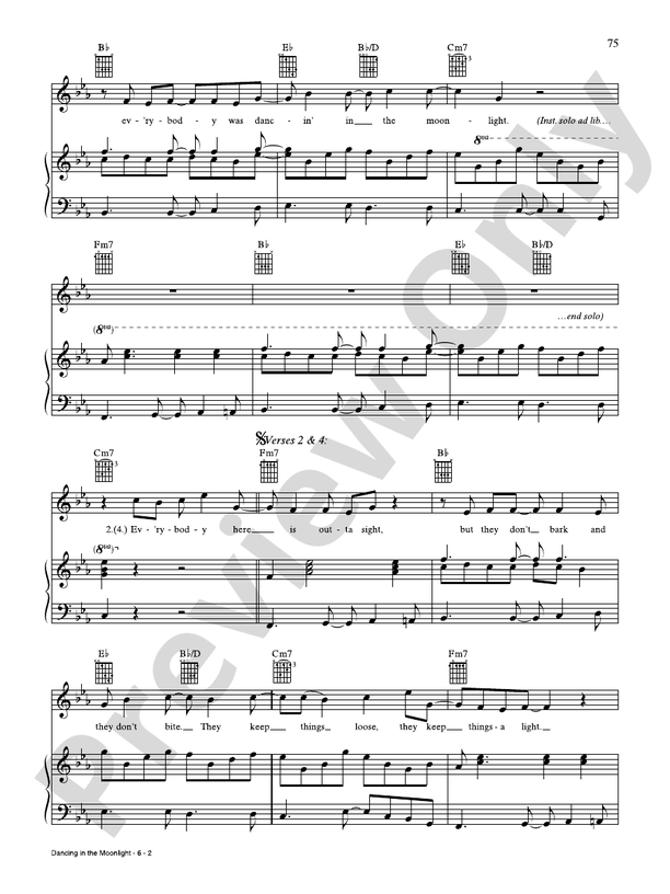 Dancing in the Moonlight Piano/Vocal/Guitar King Harvest Digital