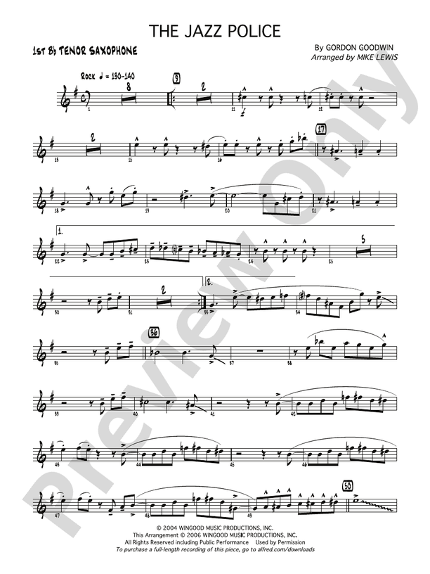 The Jazz Police Bflat Tenor Saxophone Bflat Tenor Saxophone Part