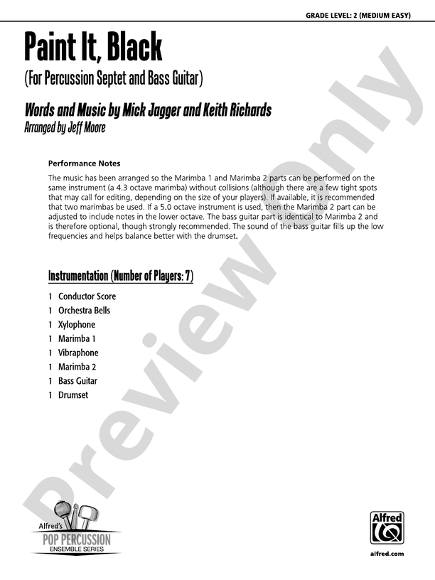Paint It, Black (For Percussion Septet and Bass Guitar) Keith