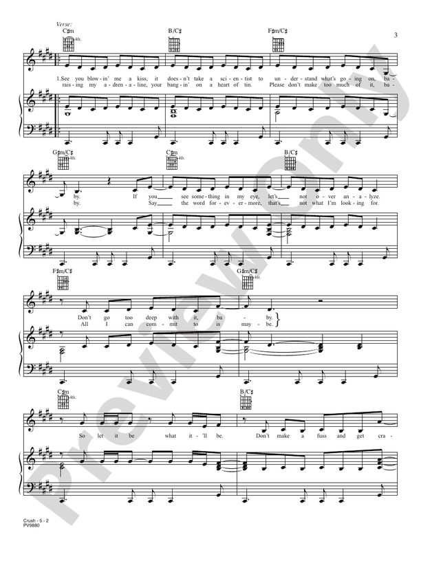 Crush Piano/Vocal/Chords Jennifer Paige Digital Sheet Music Download
