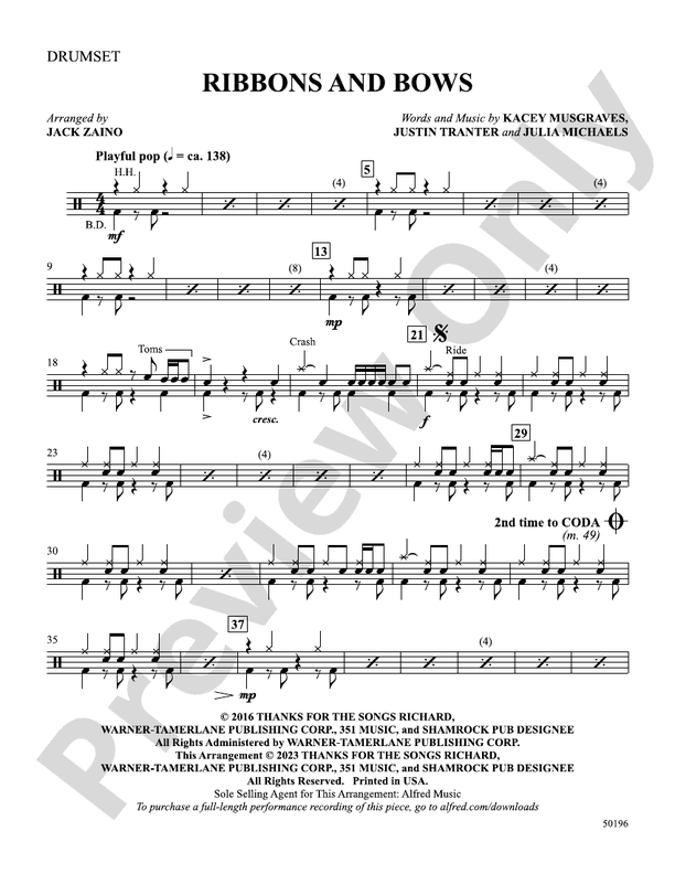 Ribbons and Bows Drums Drums Part Digital Sheet Music Download