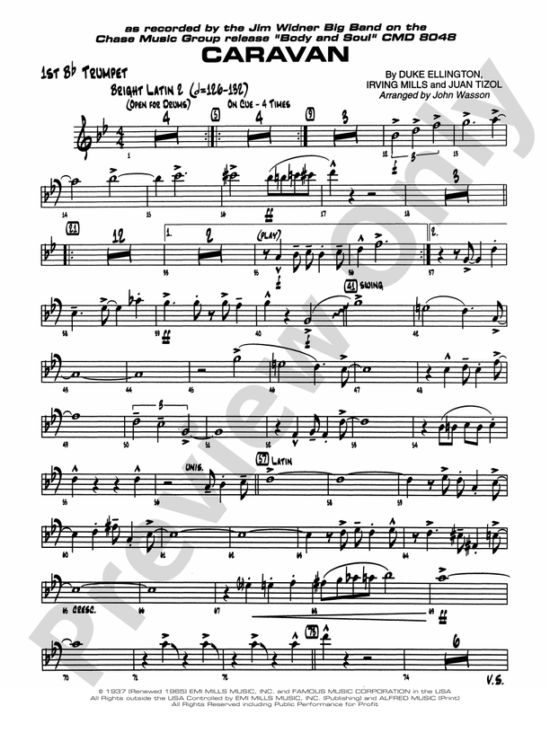 Caravan 1st Bflat Trumpet 1st Bflat Trumpet Part Digital Sheet