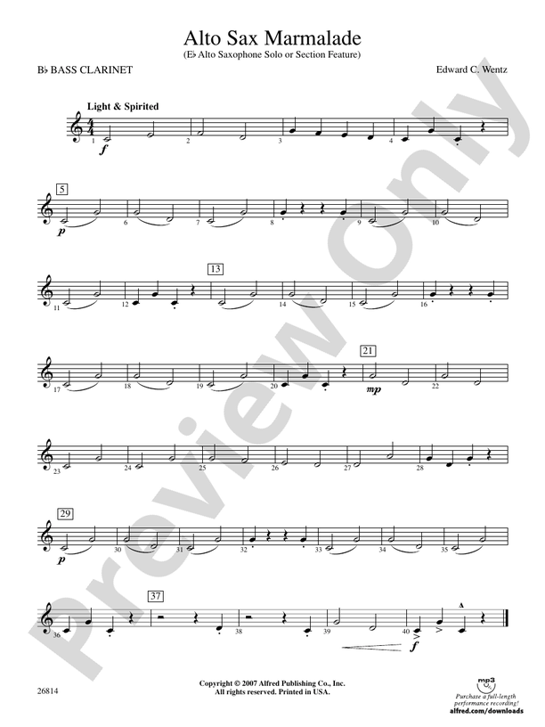 Alto Sax Marmalade Bflat Bass Bflat Bass Part