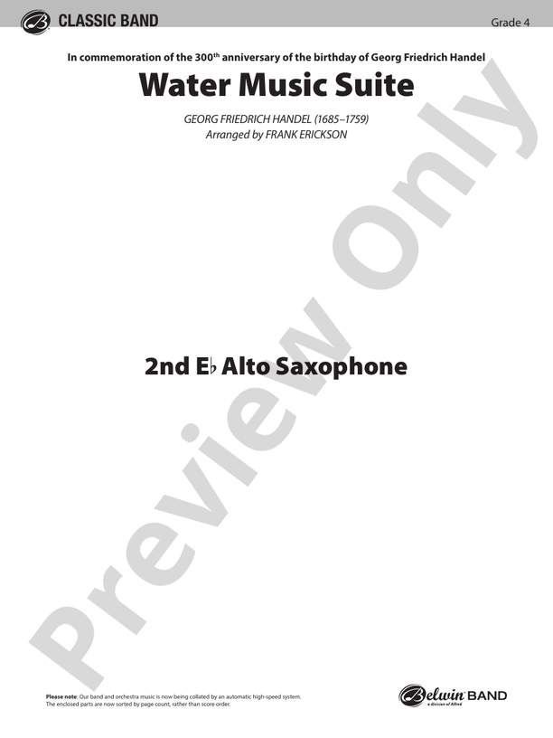 Water Music Suite 2nd Eflat Alto Saxophone 2nd Eflat Alto Saxophone
