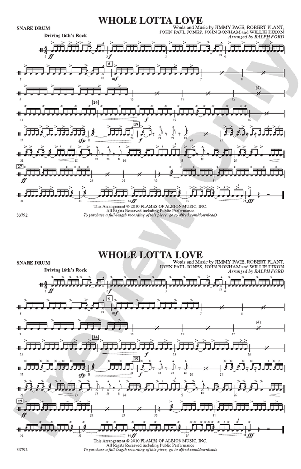 Whole Lotta Love Snare Drum Snare Drum Part Digital Sheet Music