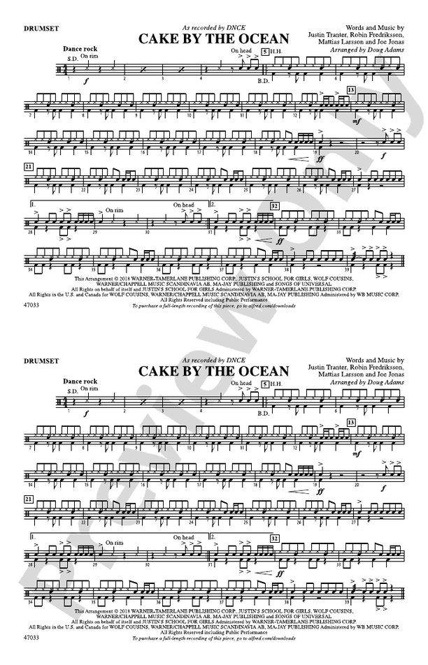 Cake by the Ocean Drums Drums Part Digital Sheet Music Download