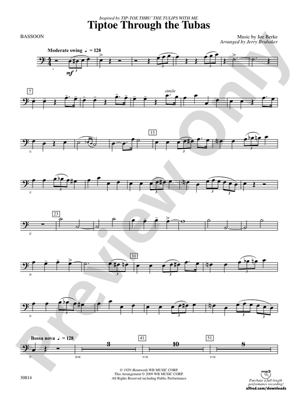 Tiptoe Through the Tubas Bassoon Bassoon Part Digital Sheet Music