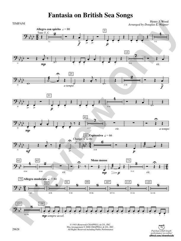 Fantasia on British Sea Songs Timpani Timpani Part Digital Sheet