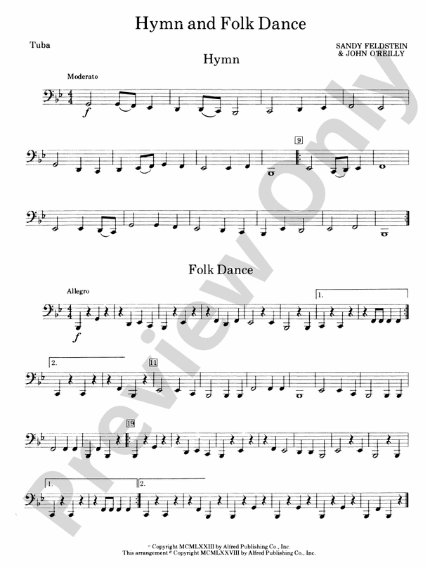 Hymn and Folk Dance Tuba Tuba Part Digital Sheet Music Download