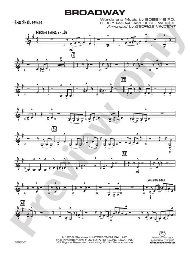 Broadway 2nd Bflat 2nd Bflat Part Digital Sheet