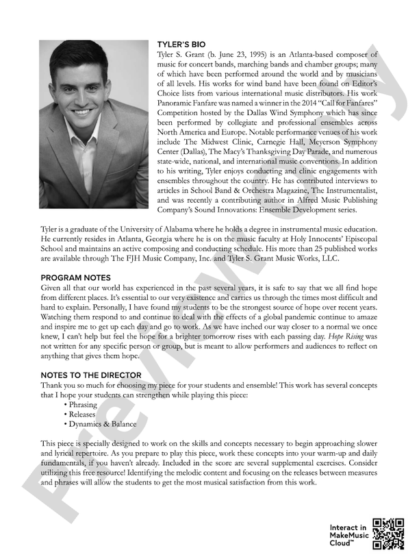 Hope Rising Score Concert Band Score Digital Sheet Music Download