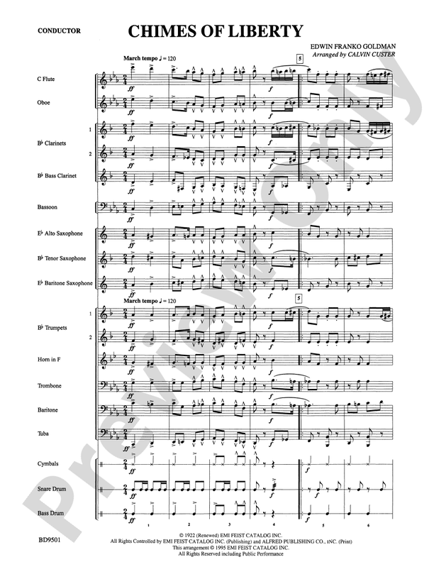 The Chimes of Liberty Concert Band Conductor Score & Parts Edwin