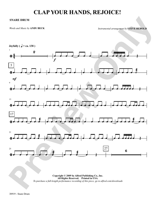 Clap Your Hands, Rejoice! Snare Drum Snare Drum Part Digital Sheet