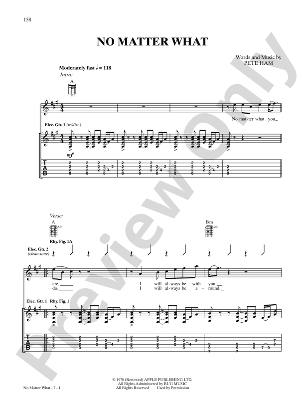 No Matter What Guitar Badfinger Digital Sheet Music Download