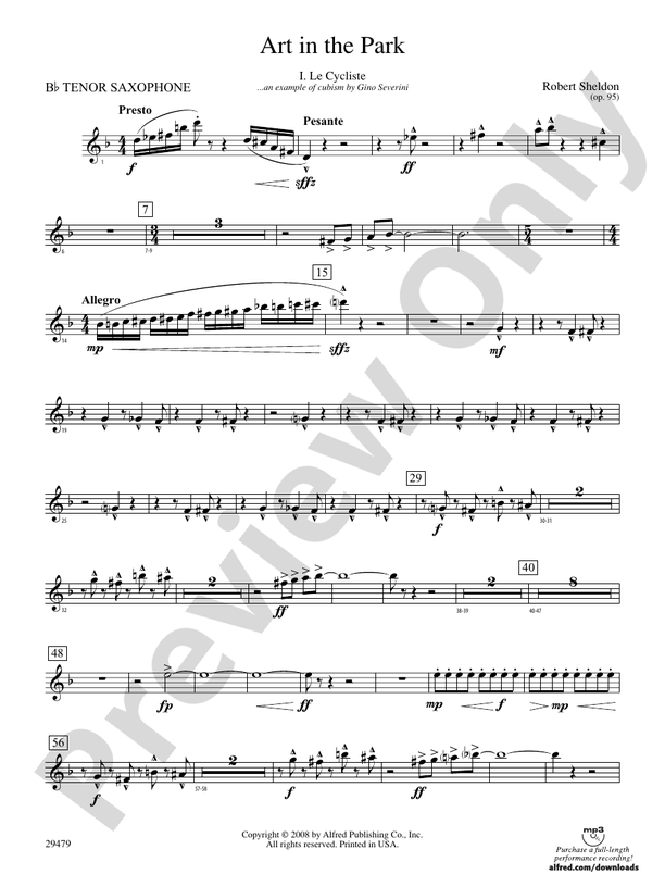 Art in the Park Bflat Tenor Saxophone Bflat Tenor Saxophone Part