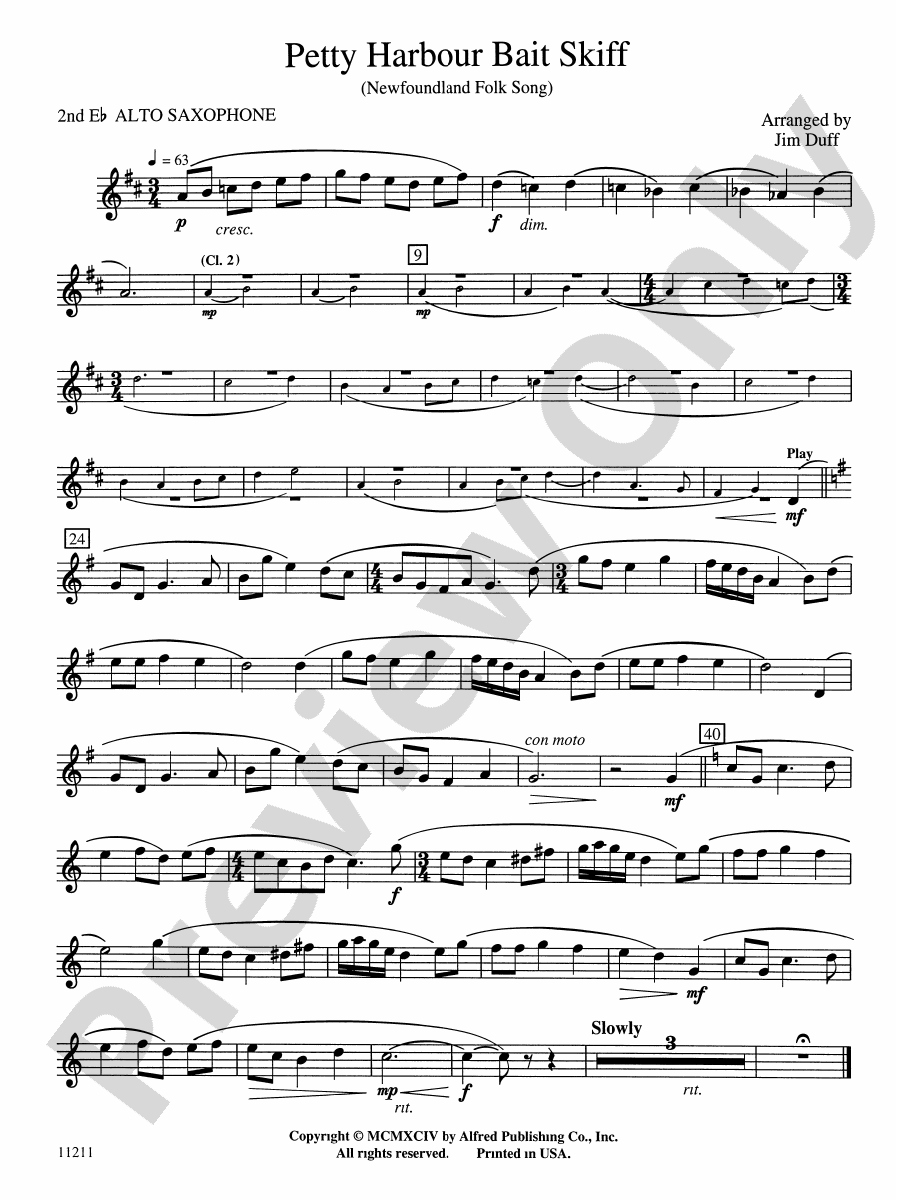 Petty Harbour Bait Skiff 2nd Eflat Alto Saxophone 2nd Eflat Alto