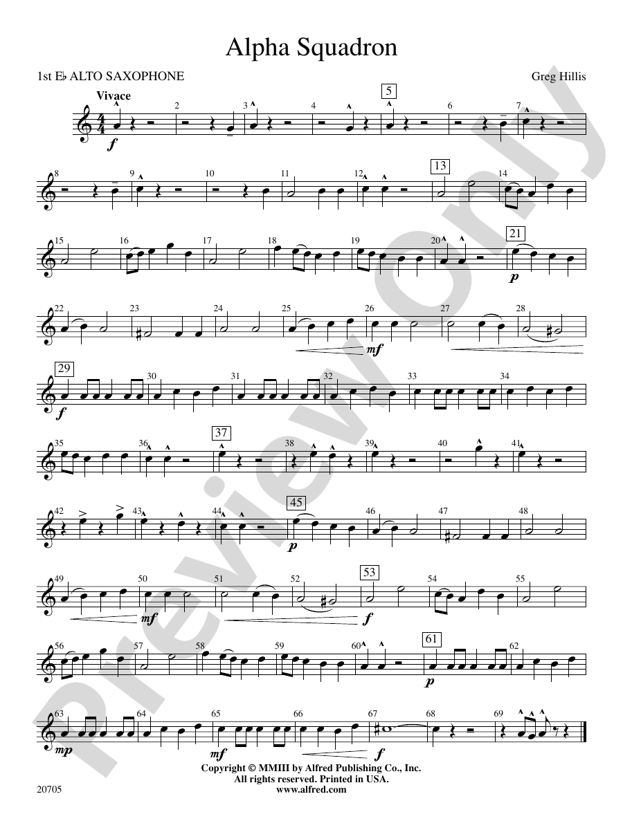 Alpha Squadron Eflat Alto Saxophone Eflat Alto Saxophone Part Digital Sheet Music Download