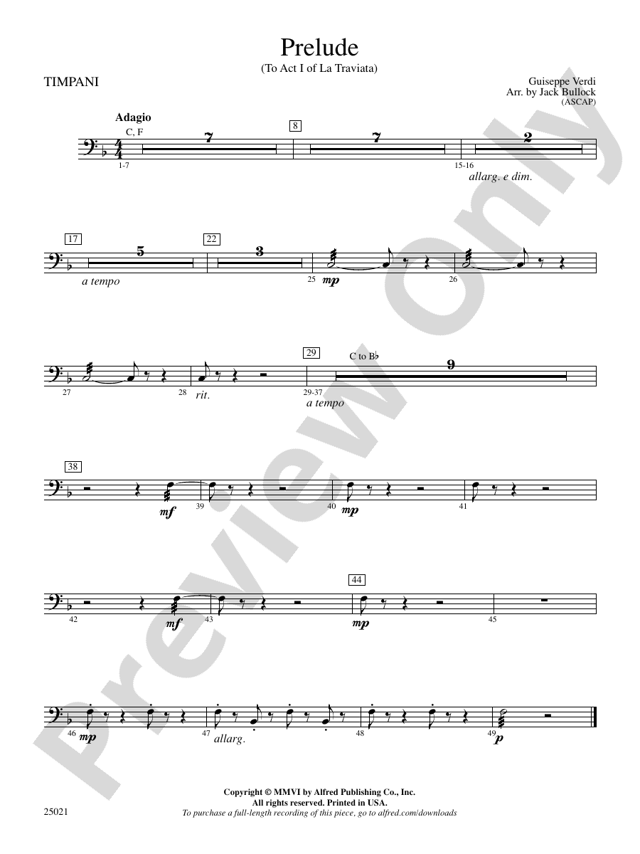 Prelude Timpani Timpani Part Digital Sheet Music Download