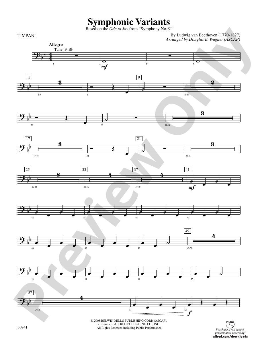 Symphonic Variants (Based on "Ode to Joy" from Symphony No. 9) Timpani Timpani Part Digital