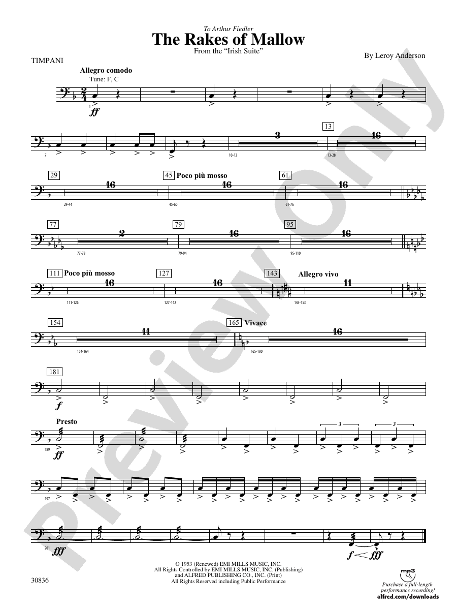 The Rakes of Mallow (from the Irish Suite) Timpani Timpani Part