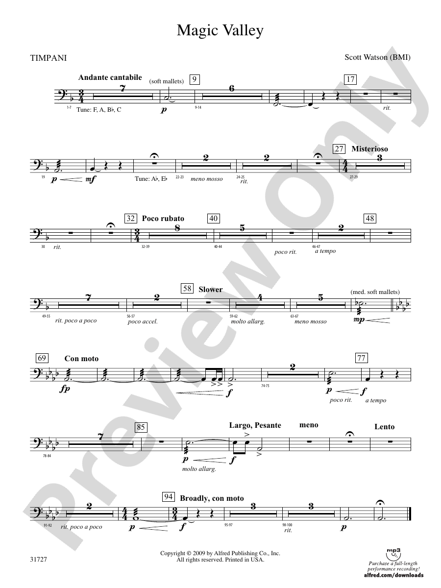 Magic Valley Timpani Timpani Part Digital Sheet Music Download