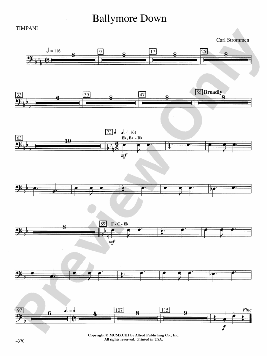 Ballymore Down Timpani Timpani Part Digital Sheet Music Download