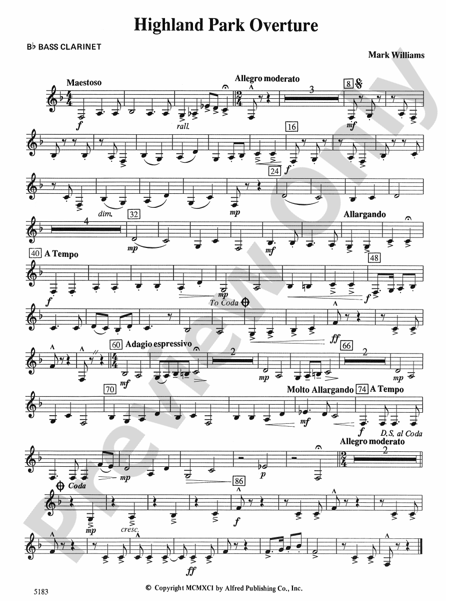 Highland Park Overture Bflat Bass Bflat Bass Part