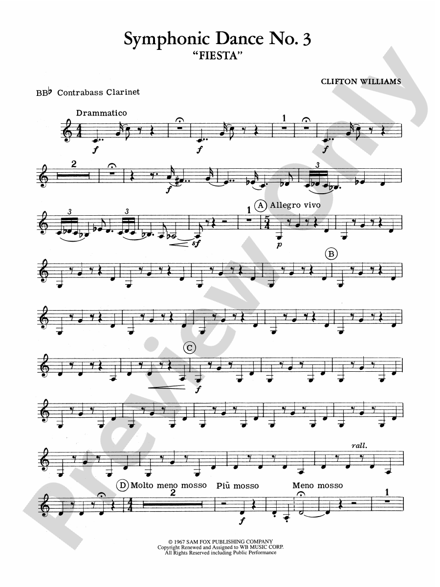 Symphonic Dance No. 3 ("Fiesta") Bflat Contrabass Bflat