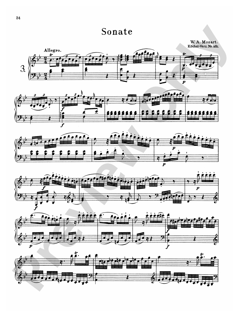 Mozart Sonatas (Urtext) Sonata in B flat Major, K. 281 Part Digital