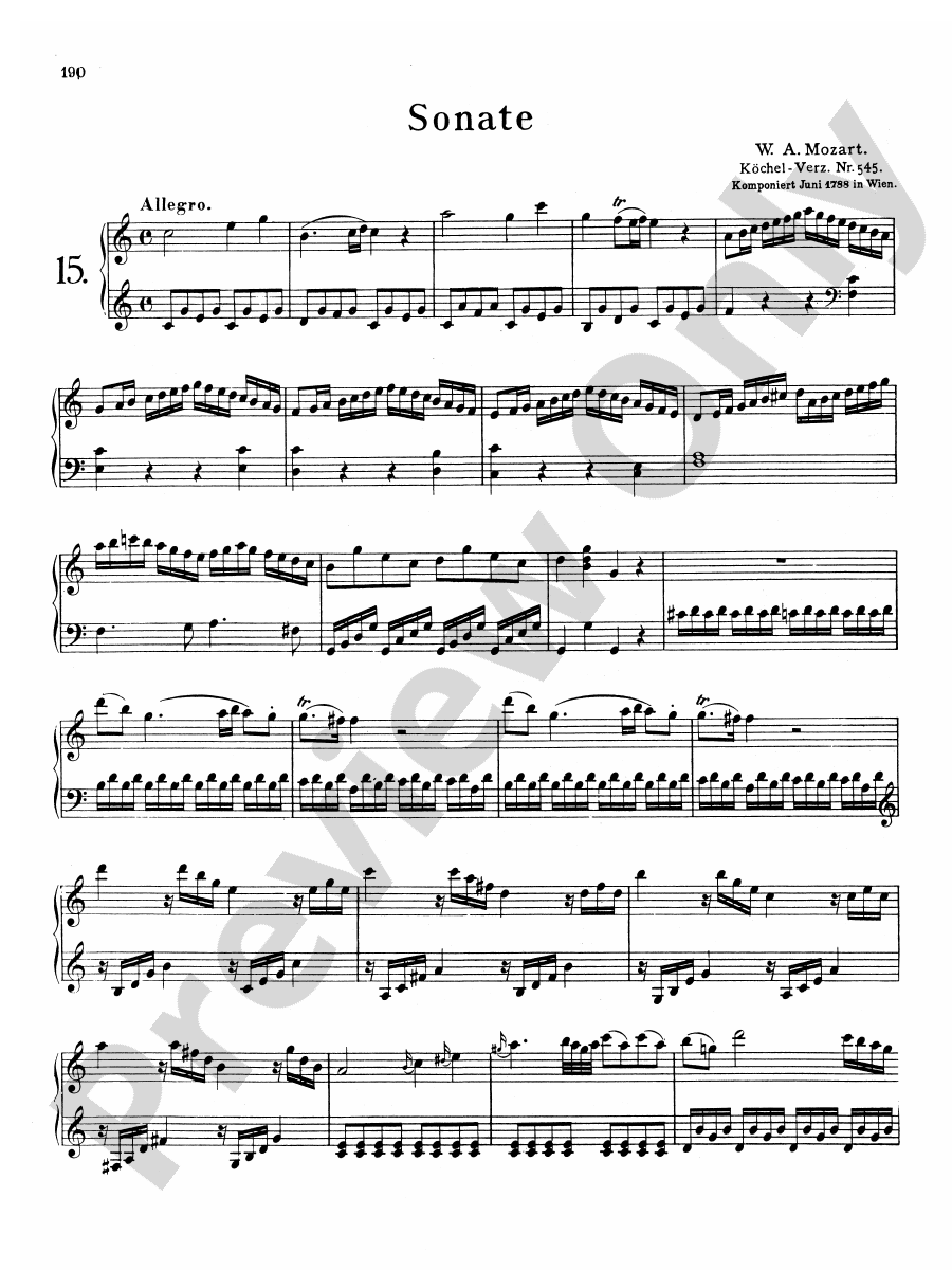 Mozart Sonatas (Urtext) Sonata in C Major, K. 545 Part Digital