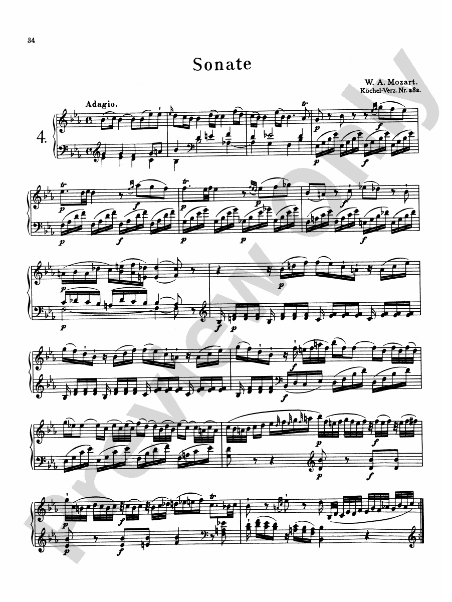 Mozart Sonatas (Volume A) Sonata in E flat Major, K. 282 Part