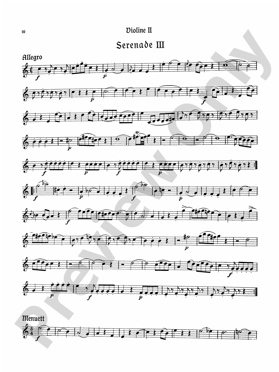 Mozart Five Viennese Serenades K. 439b Serenade No. 3 (Violin II