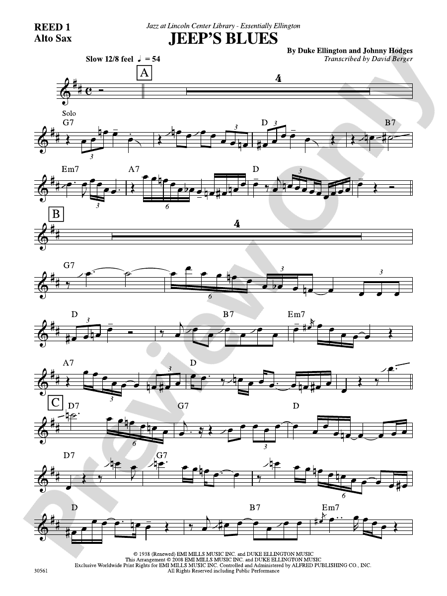 Jeep's Blues Eflat Alto Saxophone Eflat Alto Saxophone Part