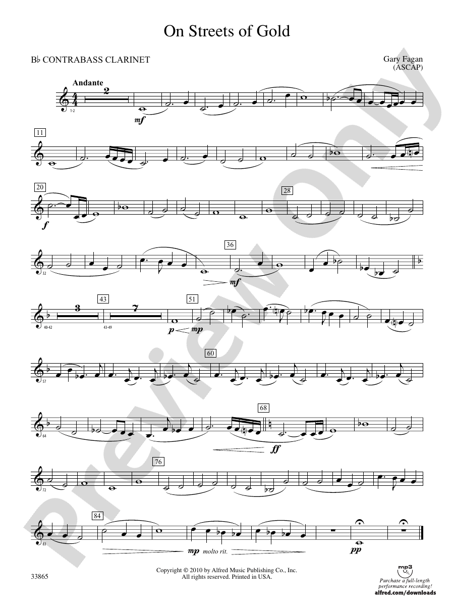 On Streets of Gold (wp) Bflat Contrabass (wp) Bflat