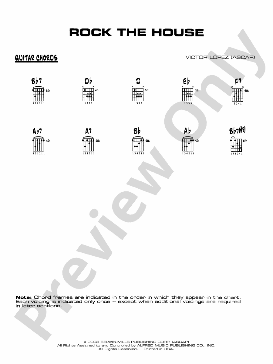 Rock the House Guitar Chords Guitar Chords Part Digital Sheet Music