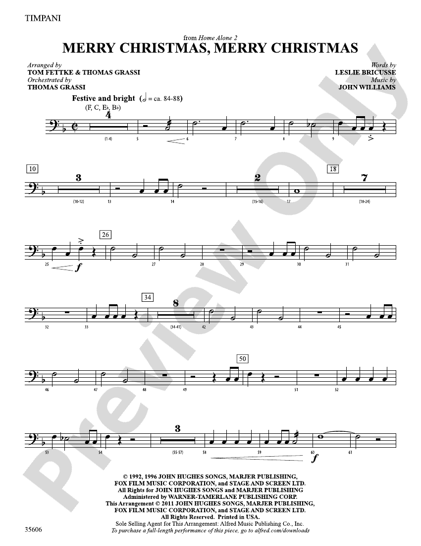 Merry Christmas, Merry Christmas (from Home Alone 2) Timpani Timpani