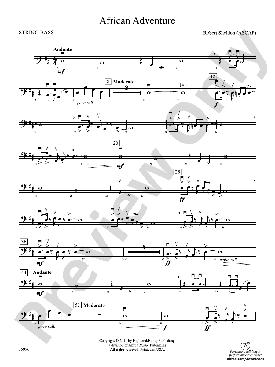 African Adventure String Bass String Bass Part Digital Sheet Music