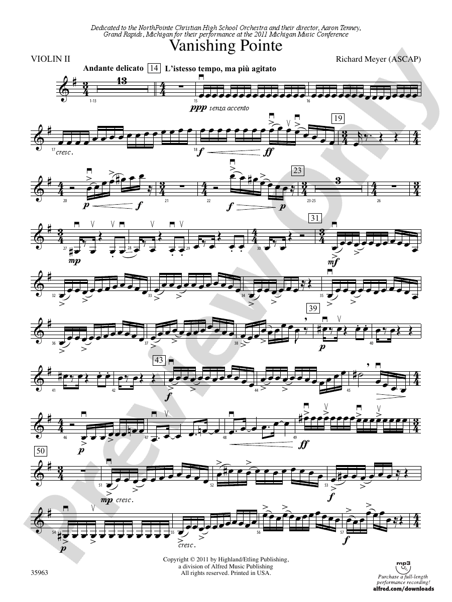 Vanishing Pointe 2nd Violin 2nd Violin Part Digital Sheet Music