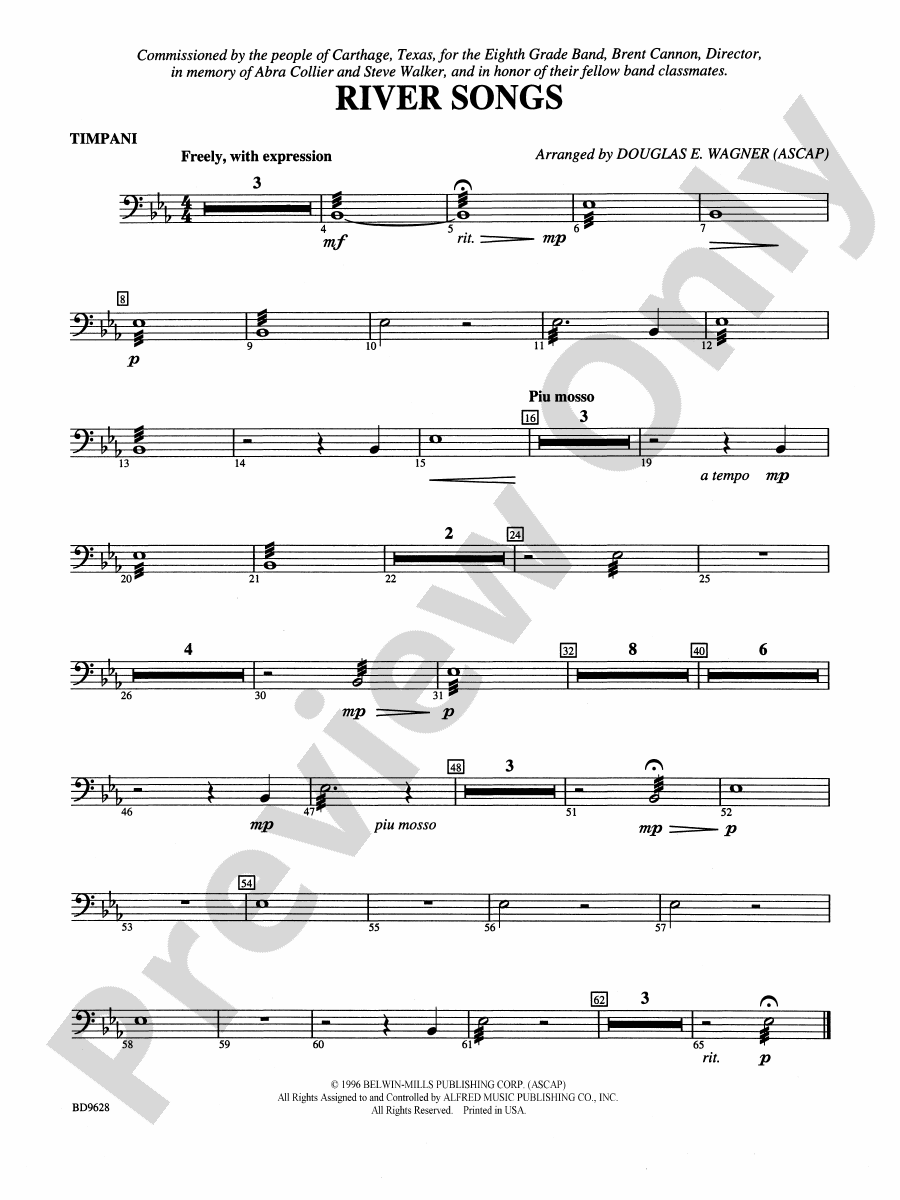 River Songs Timpani Timpani Part Digital Sheet Music Download