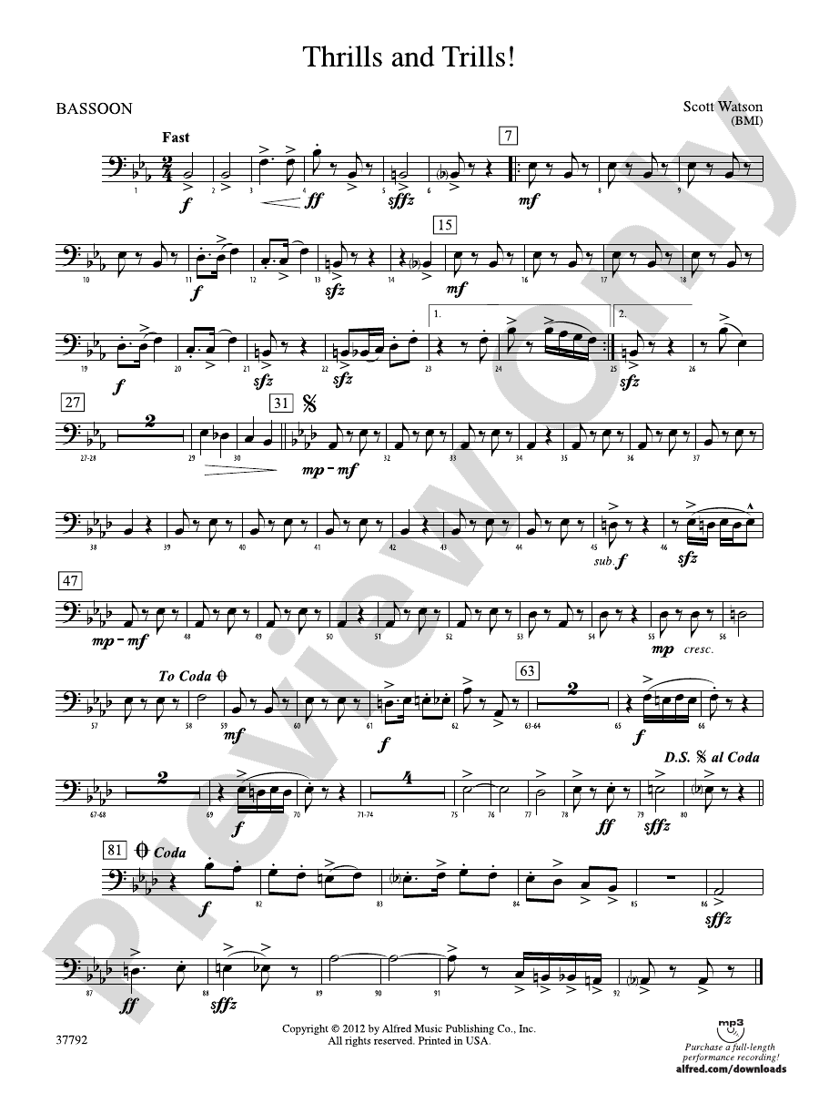 Thrills and Trills! Bassoon Bassoon Part Digital Sheet Music Download