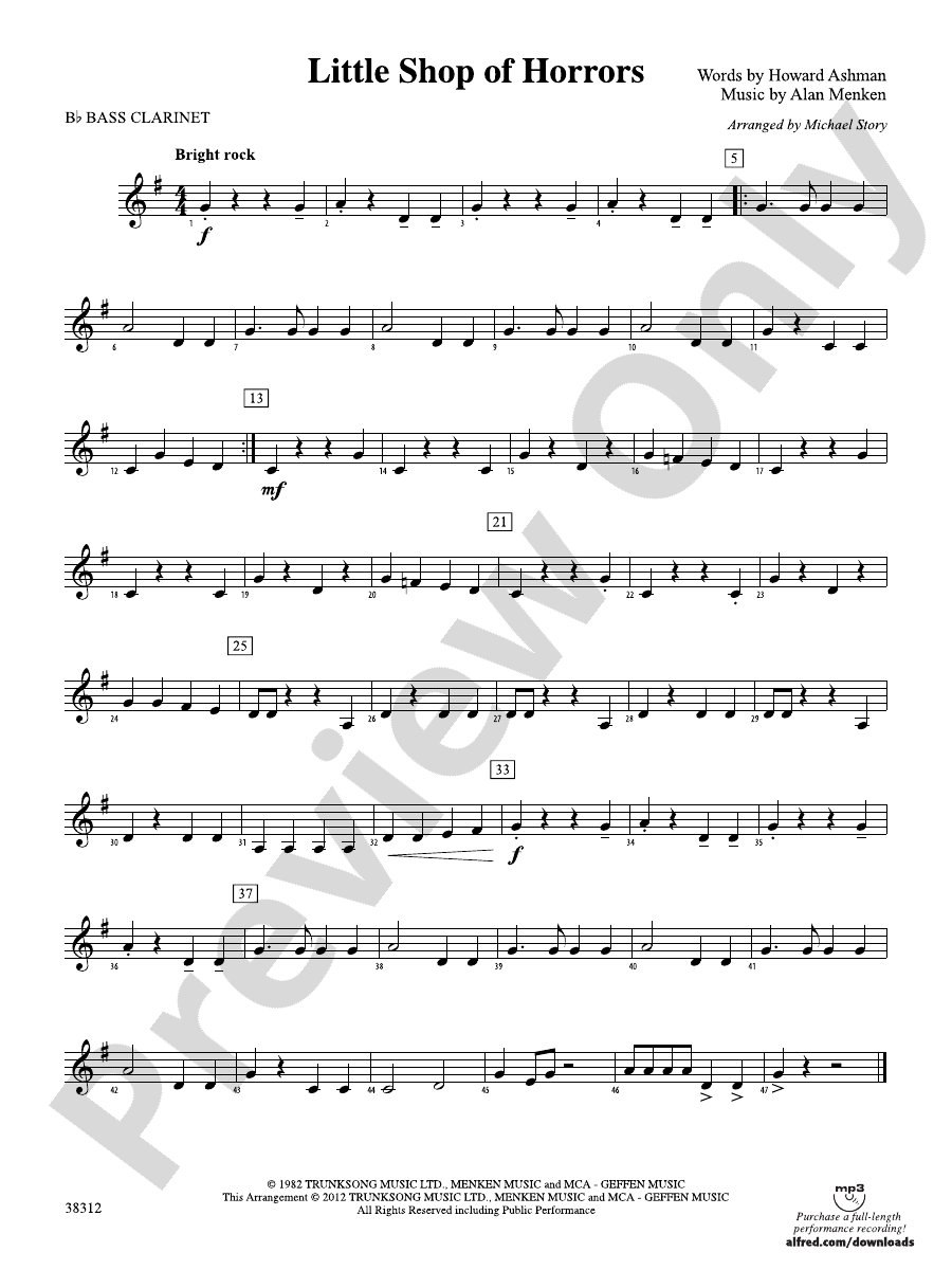 Little Shop of Horrors Bflat Bass Bflat Bass Part